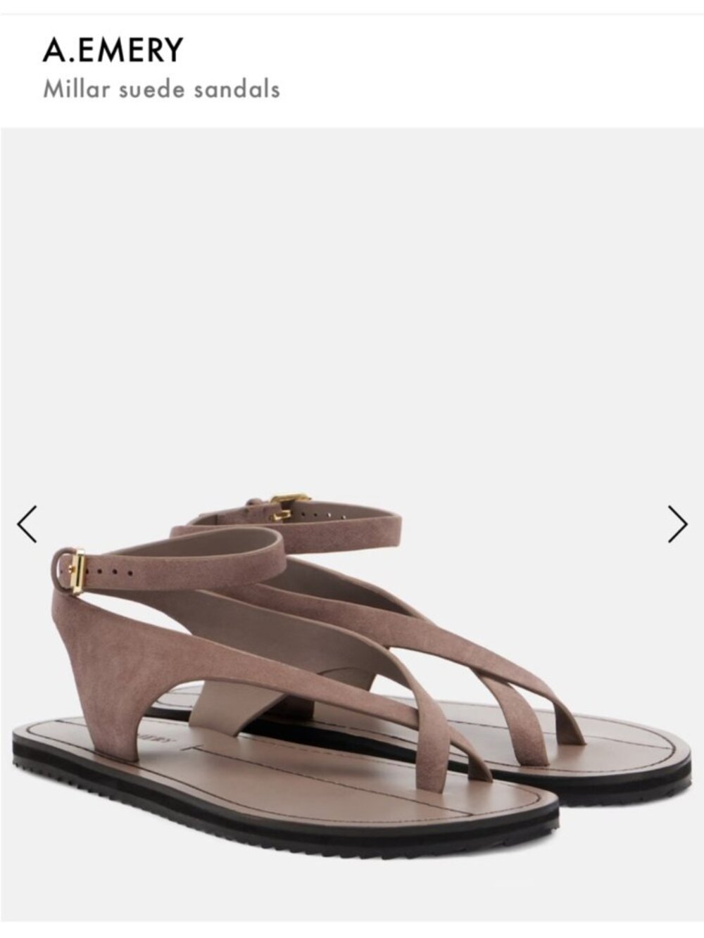 $225 A. Emery Millar Putty Suede Sandals Size 38 8